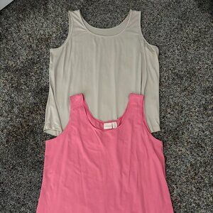 Two Sleeveless Tops Chico's Size 3 Tan Coral